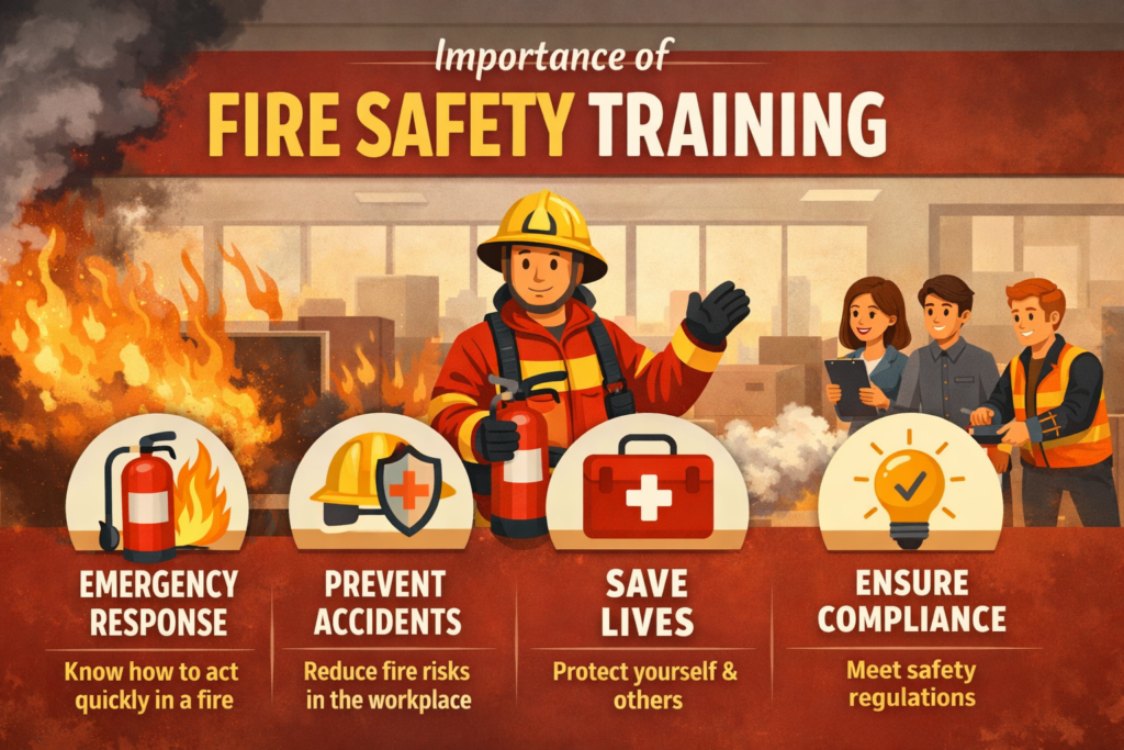importance of fire safety training benefits workplace safety emergency response skills infographic