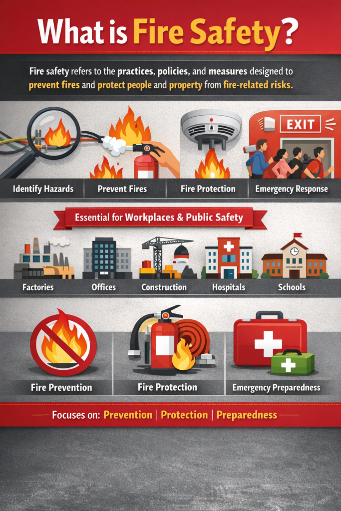 fire safety definition prevention and protection infographic