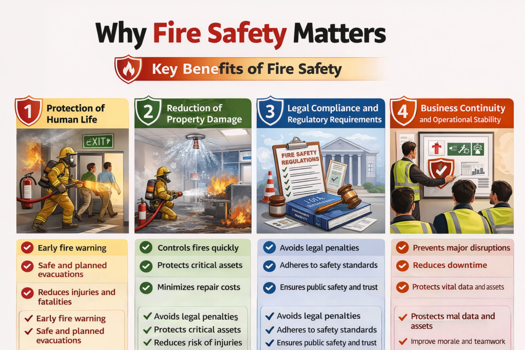 importance of fire safety benefits infographic workplace and home fire safety