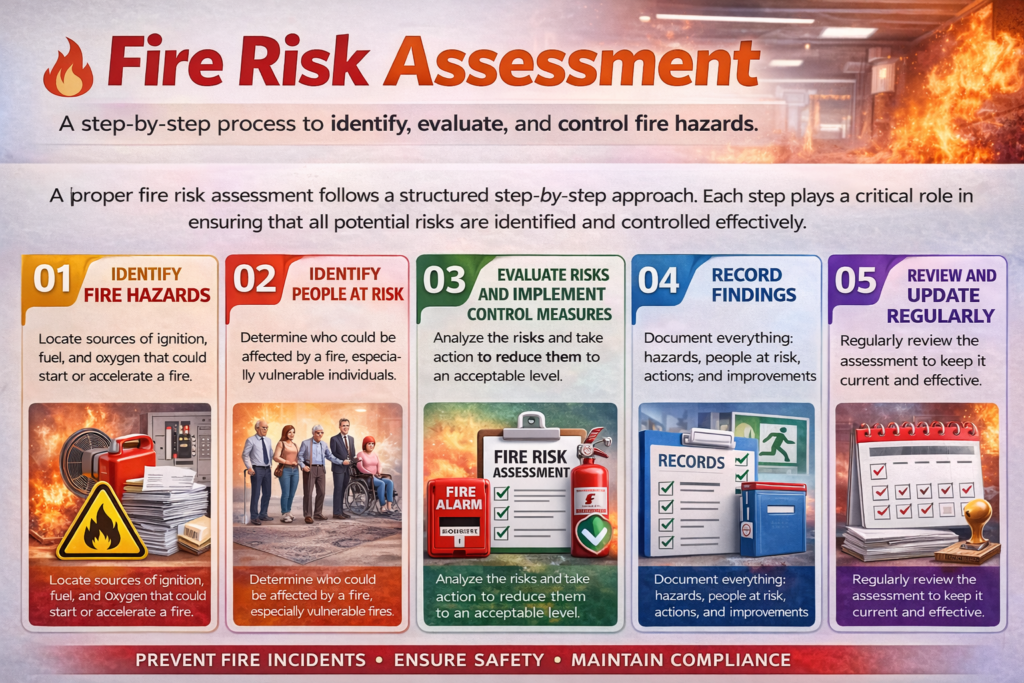 fire risk assessment process steps infographic